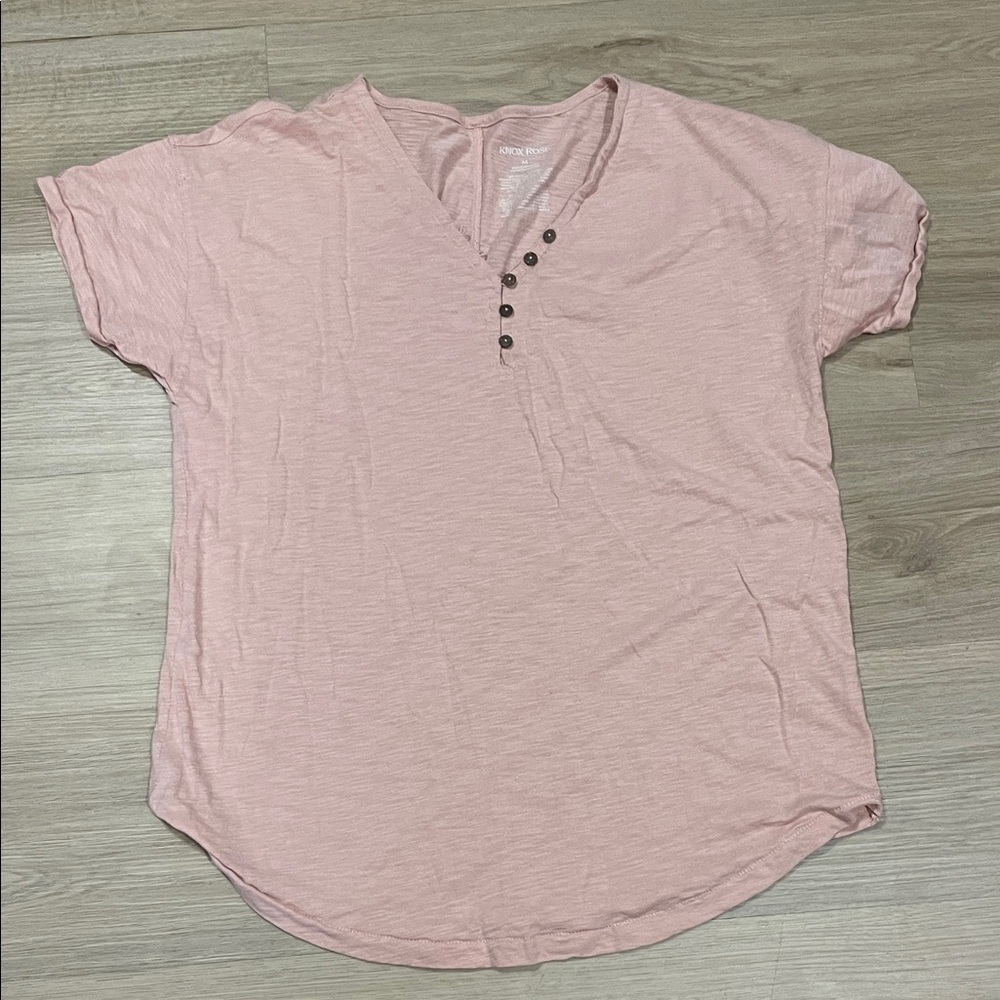 Universal Thread Light Pink Buttoned Short Sleeve Tee